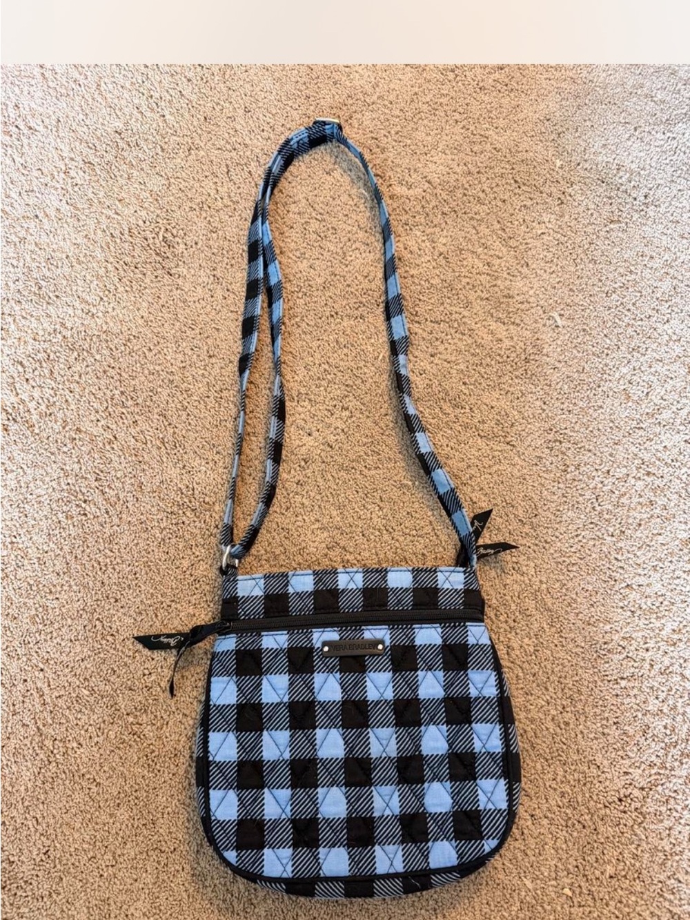 NWOT Vera Bradley Blue and Black Plaid/ Gingham Crossbody Bag